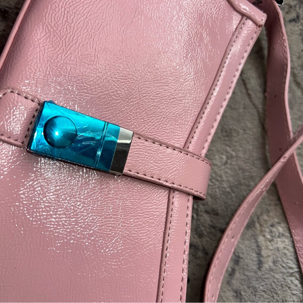 Pink Crossbody Bag with Blue Accent
